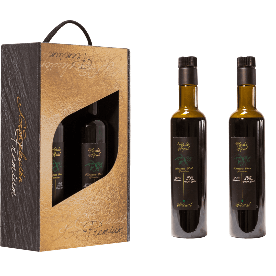 Estuche para 2 botellas 0,500: Almazara Real- AOVE