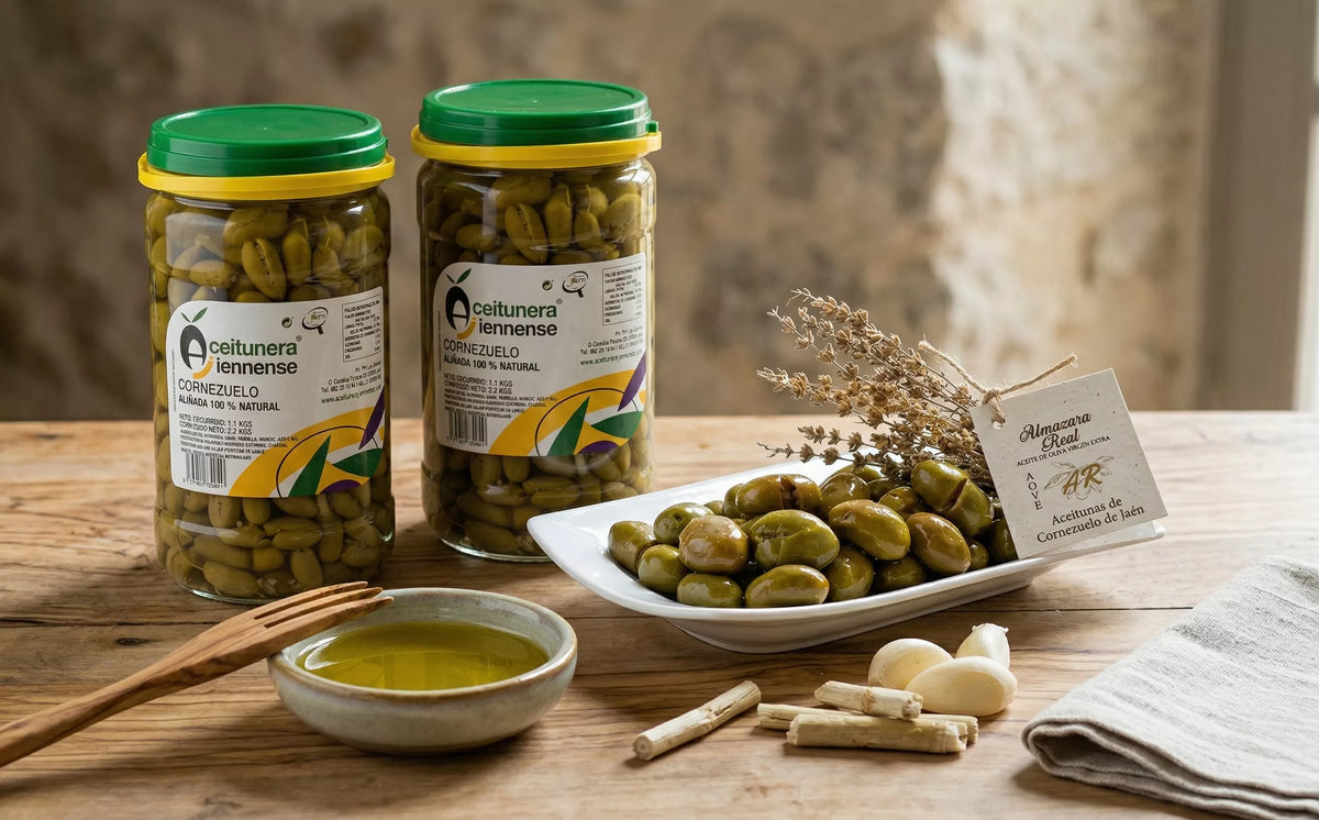 Aceitunas y Encurtidos Gourmet con Aceite de Oliva