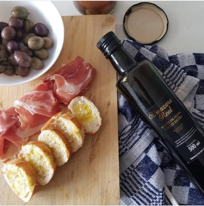 Almazara Real Picual -AOVE 5L - Caja 3 uds + aceitunas negras