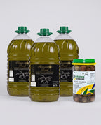 Pack 3 Garrafas Aceite de Oliva 5L Picual Jaén más Aceitunas Negras