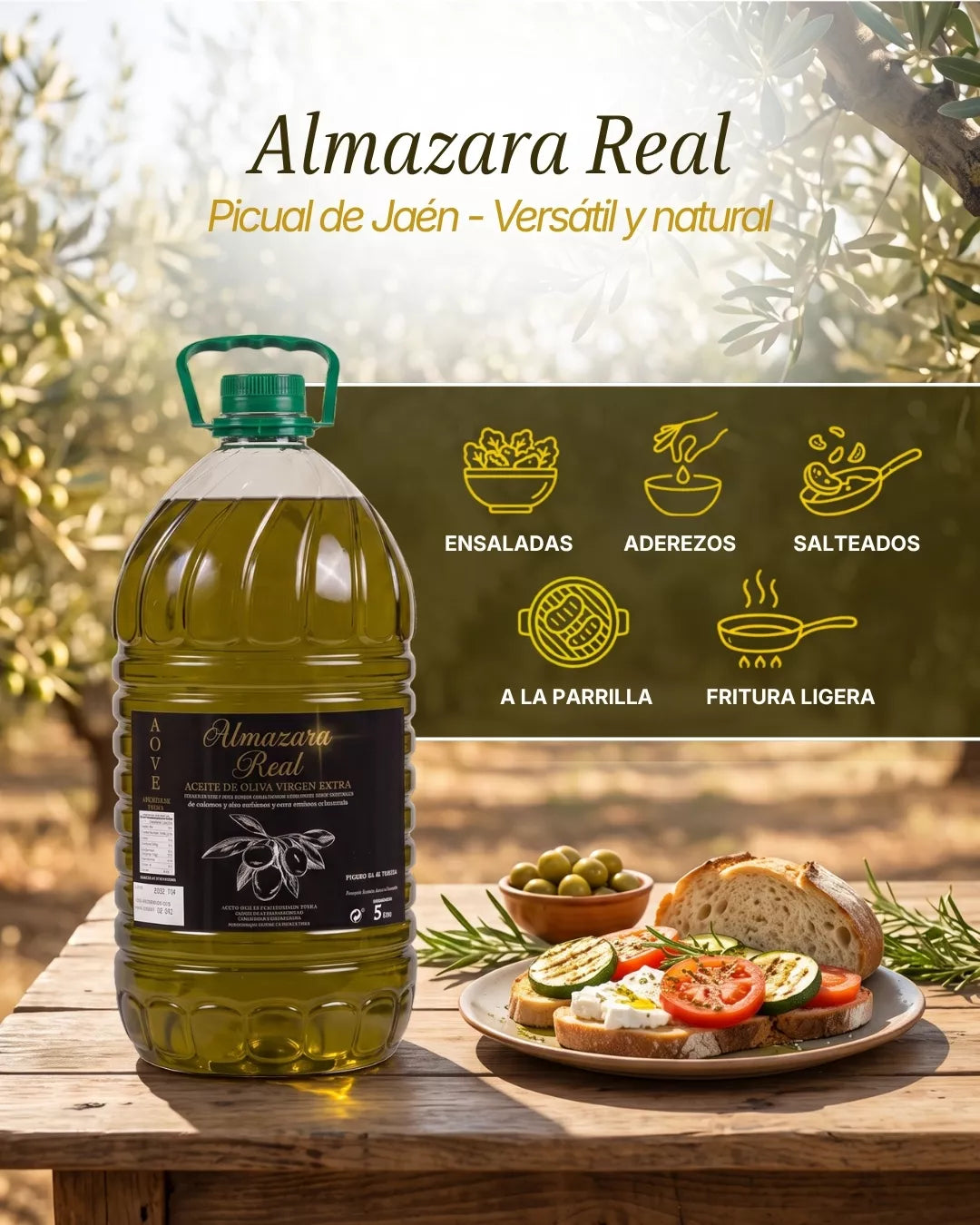 Aceite de Oliva Virgen Extra Almazara Real Picual de Jaén Garrafa 5L